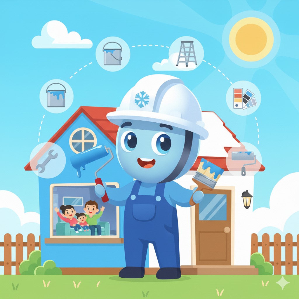 Painter painting a wall